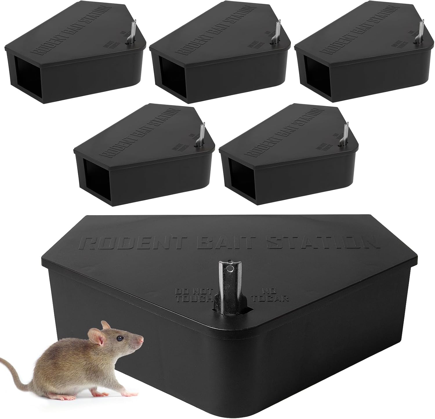 Anblak 6 Pack Rat Station Box with Keys, Rodent Station Keeps Rats Away, Keeps Children and Pets Safe, Key Unlocking, Reusable & Long-Lasting, Indoor & Outdoor