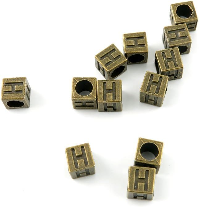 1180 Pieces Jewelry Making Charms Findings Antique Bronze Brass Fashion Jewellery Wholesale Supplies Pendant Lots Bulk Supply L7AJ4 Alphabet H Cube Loose Beads