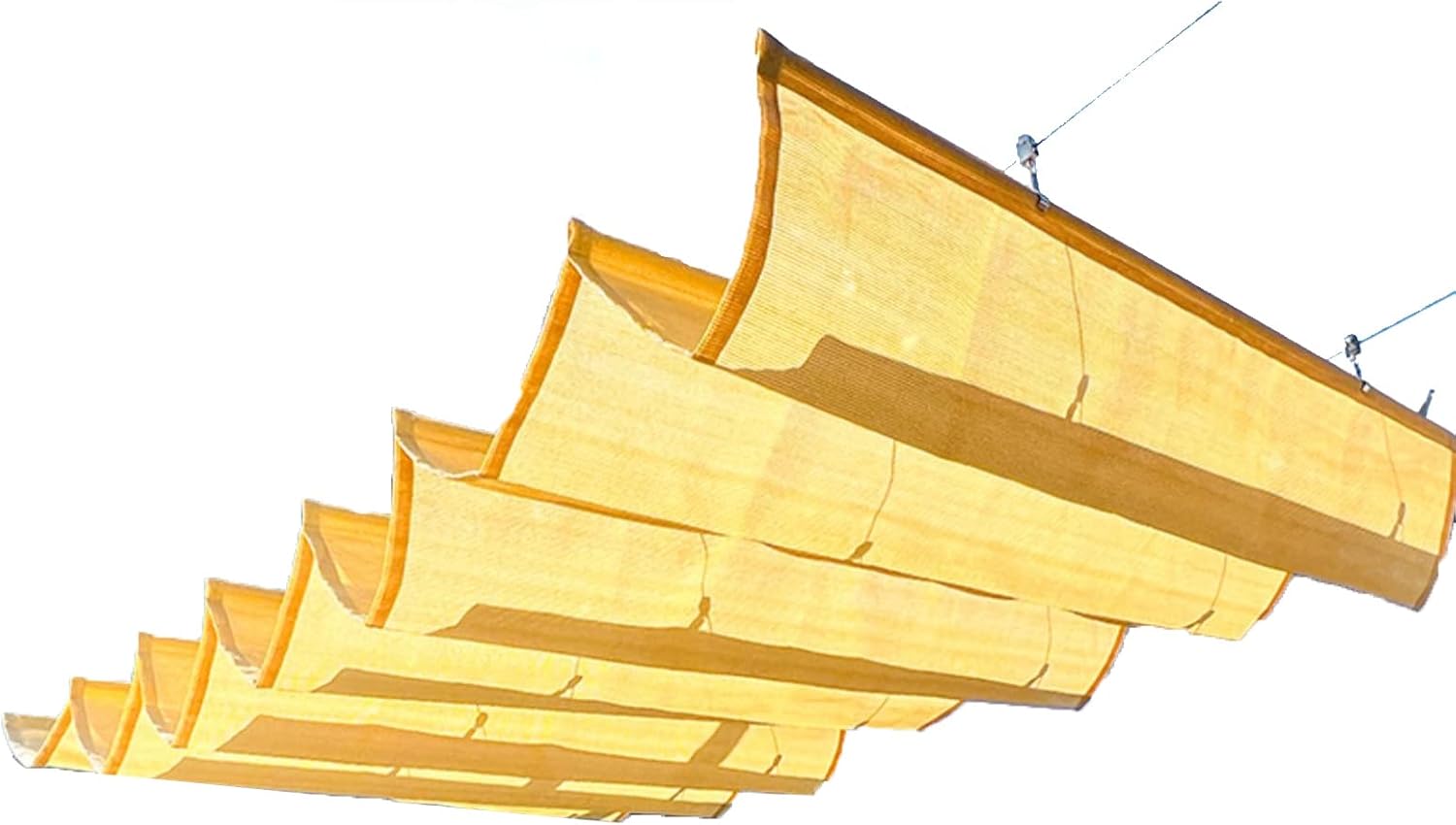 Beige Retractable Wave Shade Sails,U Shape Wave Sails,90% Sunblock Shade Cloth,Awning Cover,Sunscreen Canopy,Anti-UV/Breathable,for Outdoor Pool Patio,with Accessories (5.5x39ft)