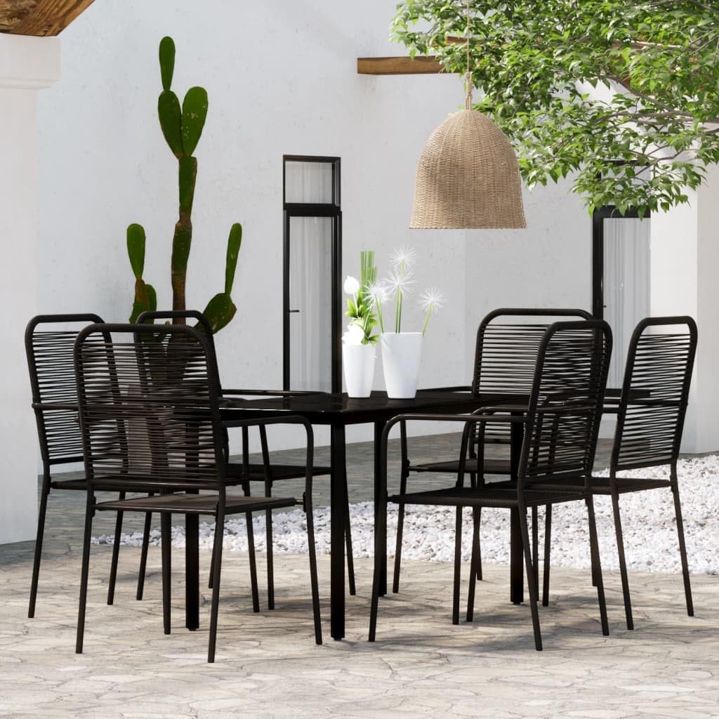 7 Piece Patio Dining Set Black Garden Furniture