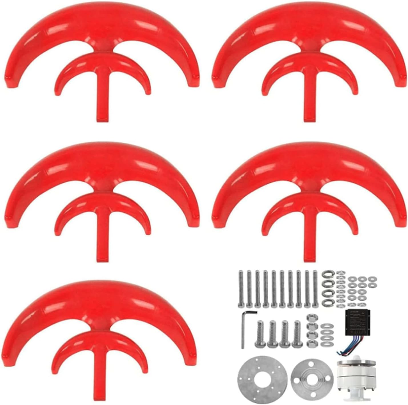 1000W Red Vertical Axis Wind Turbine Generator Kit, Noiseless Wind Turbine Generator with Mppt Controller for Home Camping 24V