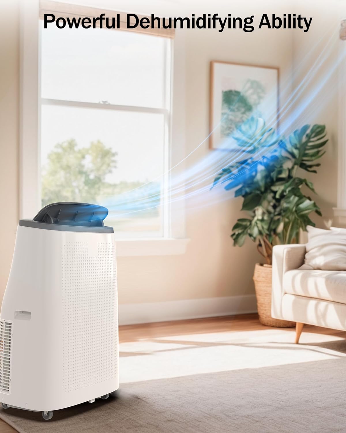 14,000 BTU 3-in-1 Portable Air Conditioner with Window Kit, Cools up to 750 Sq.Ft, 75-Pint Dehumidifier, 51db Ultra Quiet, 4-Way Airflow Remote Control, For Living room