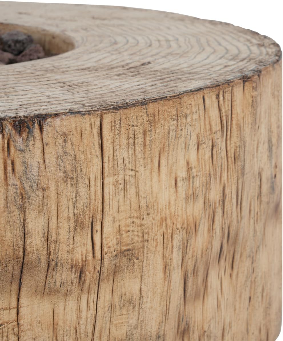 Patio Propane Fire Pit, 30,000BTU, Wood Pattern Brown Magnesium Oxide Efficient and Warm Outdoor Lawn Cozy Gatherings