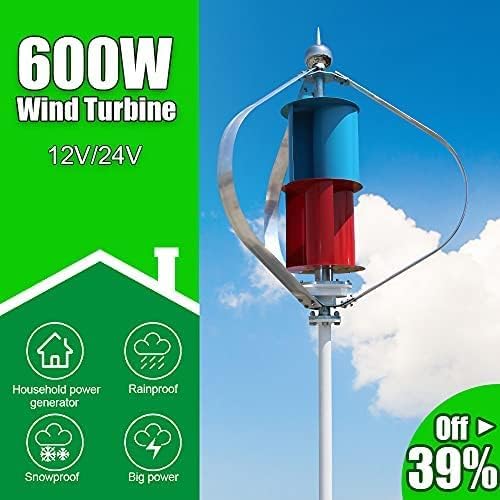 CAJUCA 600W Free Energy Generator Wind Power Mill Vertical Axis Low Start Up Wind Speed Efficient for Home Wind Turbine