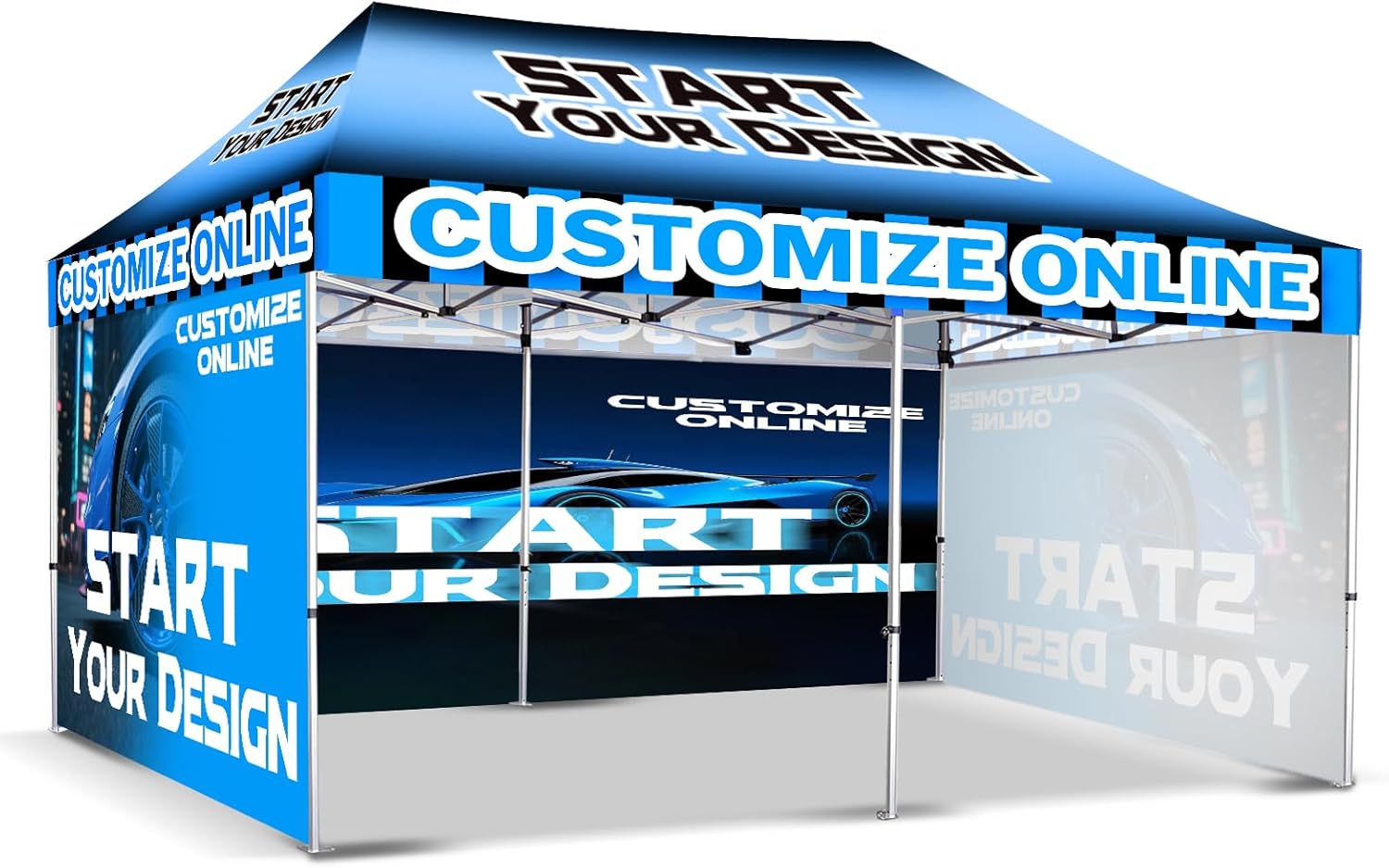 Custom 10x20 Pop Up Canopy Tent with Logo Printing, Personalized Trade Show & Event Canopy Tent for Outdoor Markets, Business Branding Advertising (Top + 3 Full Walls)