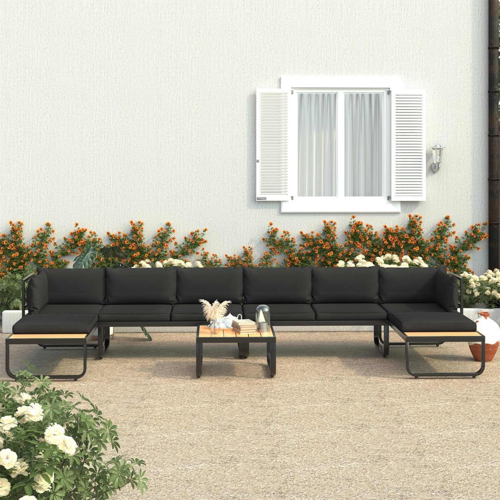 5 Piece Patio Corner Sofa Set with Cushions Aluminum and WPC,Outdoor Patio Sofa Set with Cushions Durable Aluminum and WPC Construction for Indoor and Outdoor Use Patio Furniture & Accessories, Outdoo
