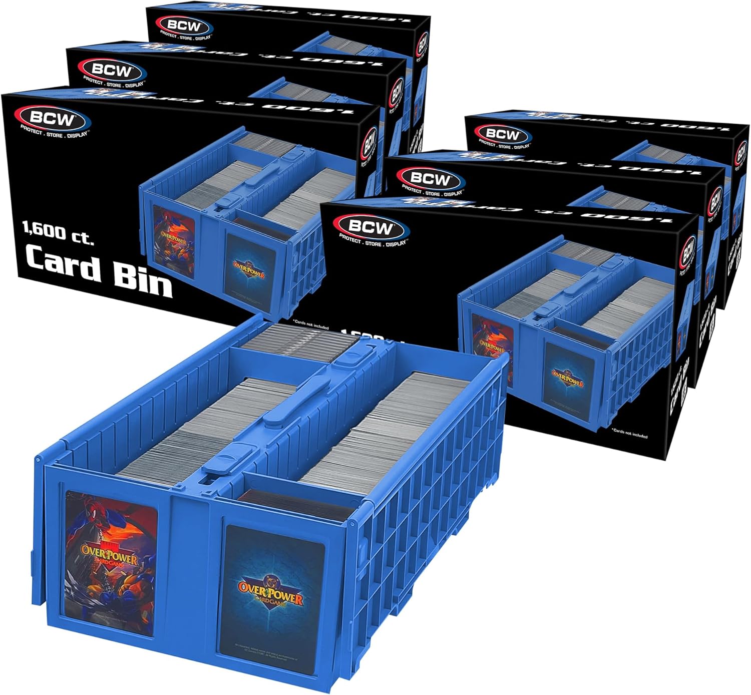 BCW Collectible Card Bin – (6-Pack, Blue) | Holds up to 1600 Cards | Plastic Storage Box for Pokémon, MTG & Sports Cards
