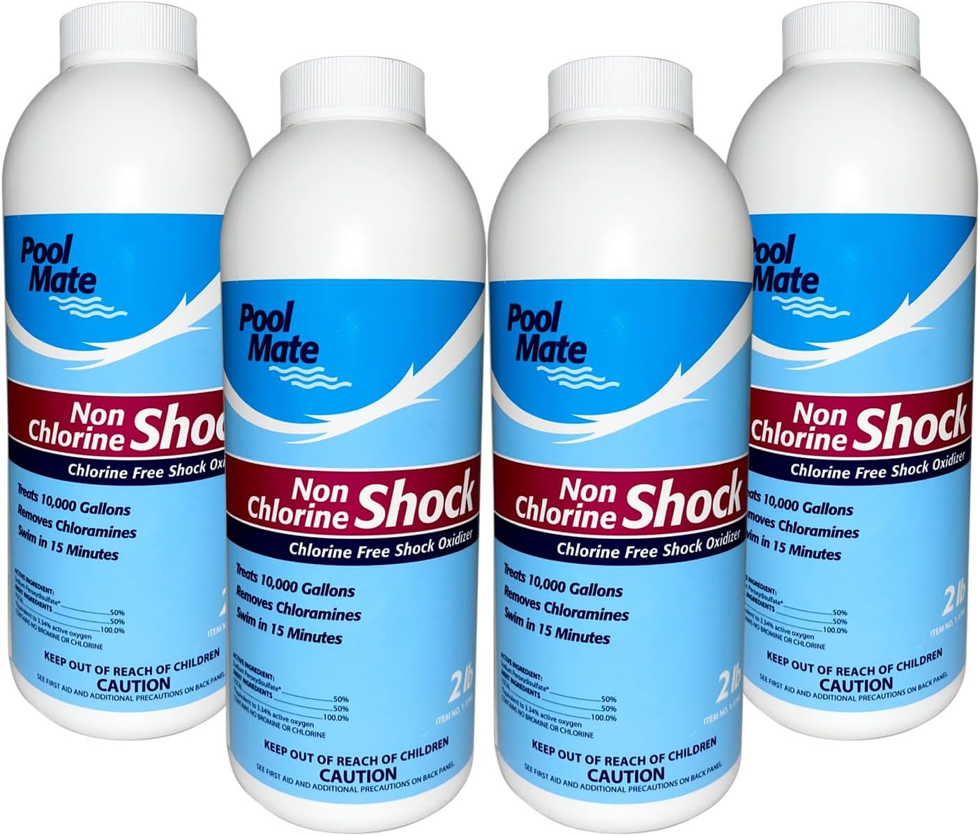 Pool Mate 2-Pounds 4-Pack Non-Chlorine Shock, Chlorine-Free Shock Oxidizer for Pools, Made in USA