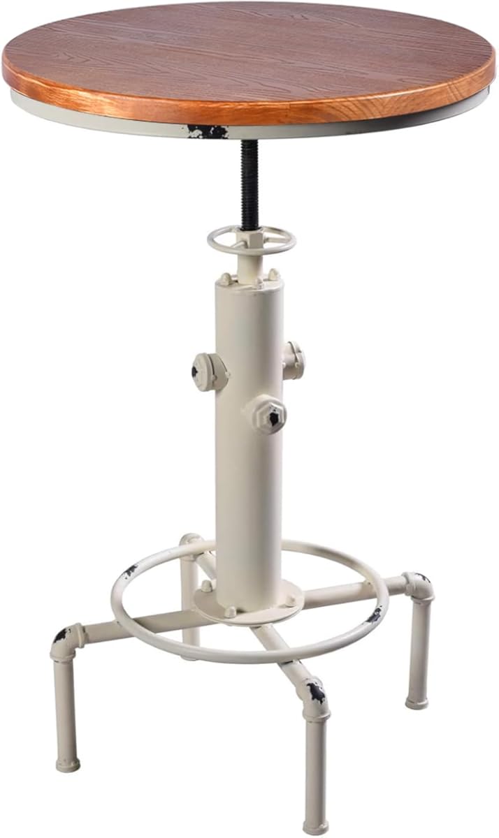 Industrial Round Bar Table Vintage Small Bistro Table 32-38inch Height Adjustable Fire Hydrant Design Dinner Table in Home Kitchen Farmhouse Coffee Table Snack Table in Patio