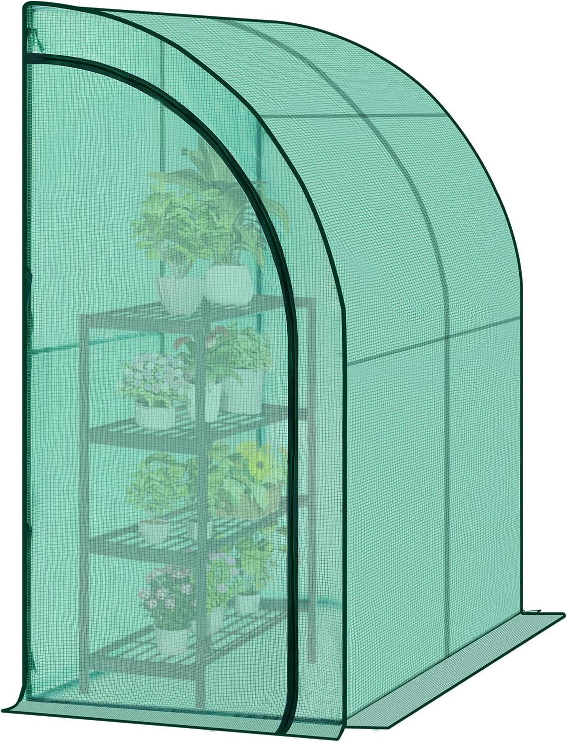 WOLTU Garden Greenhouse with Reinforced Waterproof PE Tarpaulin 140g/m2, Protective Tent for Plants Flowers Vegetables in 4 Seasons, Green Backed Wall Wintering Greenhouse, 200 x 100 x 210 cm