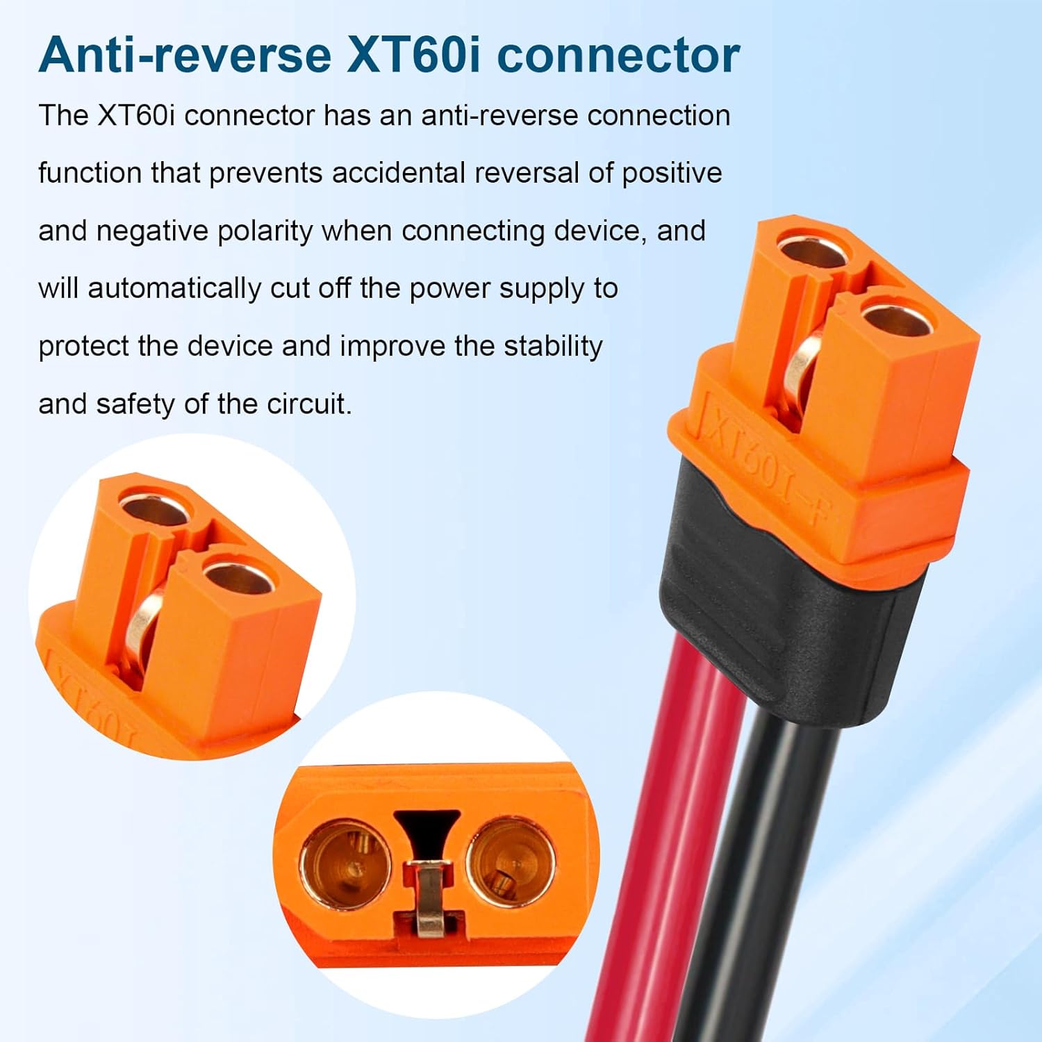 Solar to XT60i Cable 12AWG 60FT Solar Panel to XT60i Adapter Connector XT60i-F Extension Cable for Portable Power Station Solar Generator