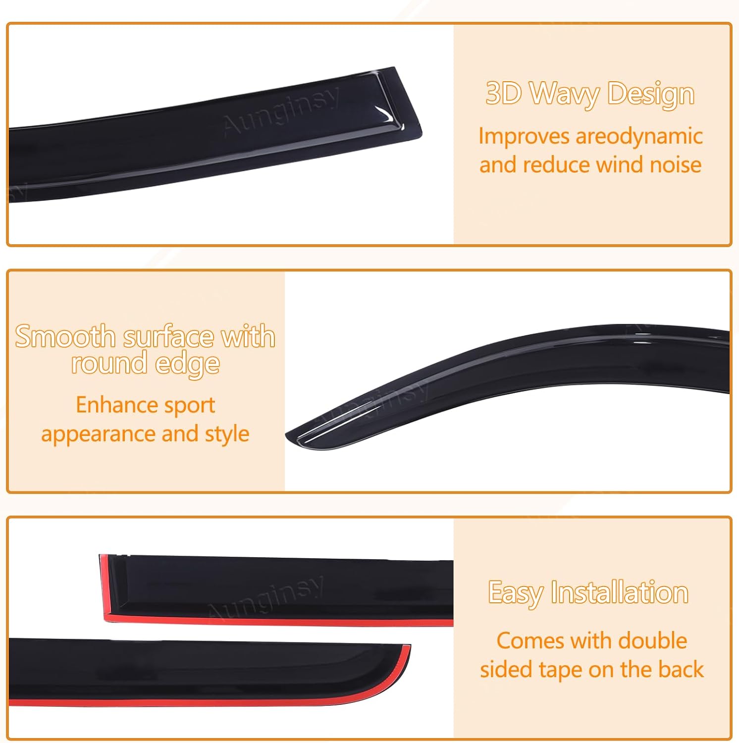 Side Window Rain Guards Visor Deflectors Compatible with 2024 2025 Toyota Tacoma Tinted Rain Guards SR SR5 TRD PreRunner Sport Off-Road i-FORCEMAX Limited Trailhunter Pro Accessories, Outside Mount