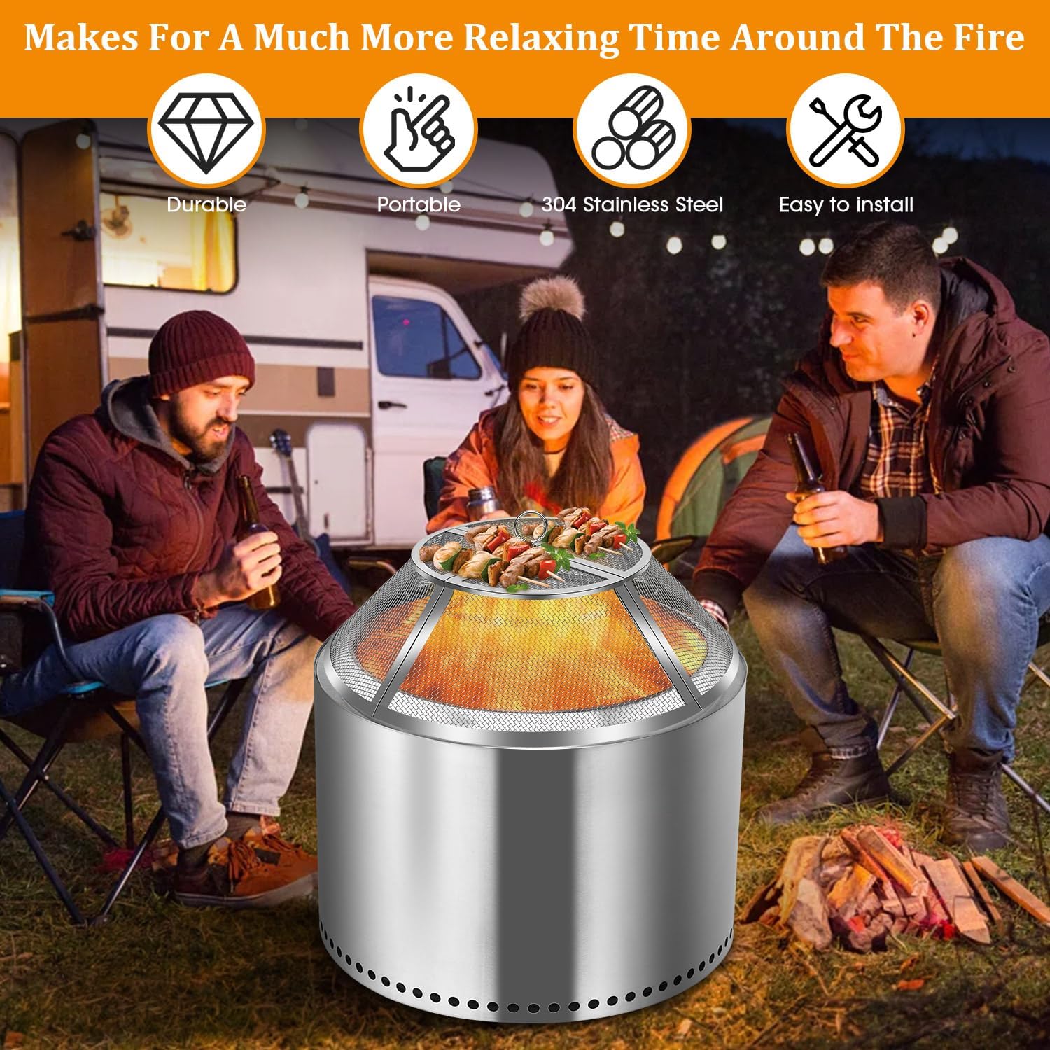 Fire Pit Spark Screen for Solo Stove Yukon Shield 27 Inch,Stainless Steel Spark Protector Mesh Screen for Solo Yukon,Fire Pits Top Screen Accessories Spark Cover Guard Outdoor Heavy Duty-Silver
