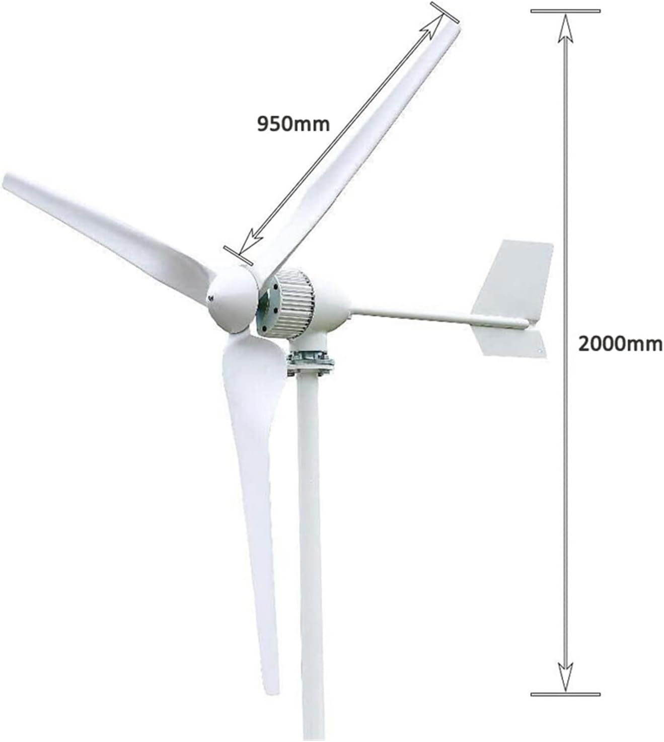 Wind Turbine Generator Kit, 10KW 12V 24V 48V Horizontal Wind Power Turbine for Home Farm Electric nerator 10000W Windmill 3 Blades Three Phase AC for Hybrid Solar Wind System(24V_10KW)