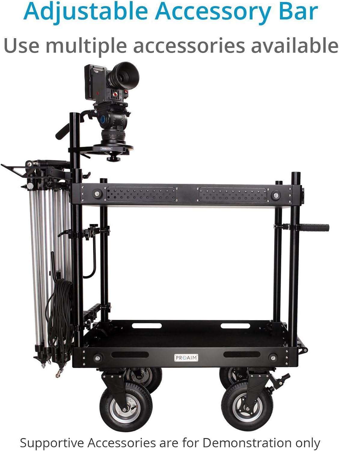 PROAIM 42” Victor V1.1 Video Production Camera Cart. Adjustable Top Shelf & Accessory Bar, Foldable. for Film/Studio/Stage/Lighting Storage Cart. Payload up to 200kg/440.9lb. (VCTR-V1-42)