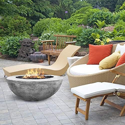 Prism Hardscapes Moderno 6 Concrete Gas Fire Pit (PH-440-5NG), Natural Gas, Ultra White, 39-Inch
