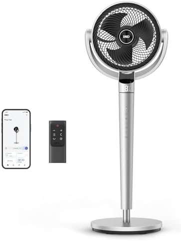 Dreo Oscillating Fan for Bedroom,150°+120° Omni-Directional Quiet Floor Fans with Smart Control, 110ft Pedestal Fan with DC Motor, 9 Speeds, 6 Modes, 43'' Inches, 12H Timer, Wi-Fi/Voice/Alexa