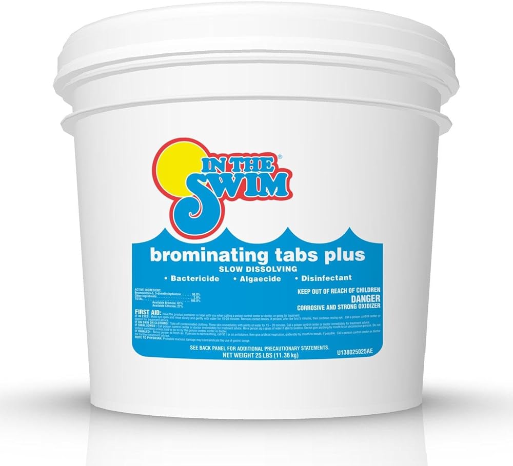 In The Swim 1 Inch Bromine Plus Tablet Sanitizer for Spas, Hot Tubs, or Swimming Pools - Pre-Stabilized, Low Odor, Chlorine Alternative - 25 Pounds