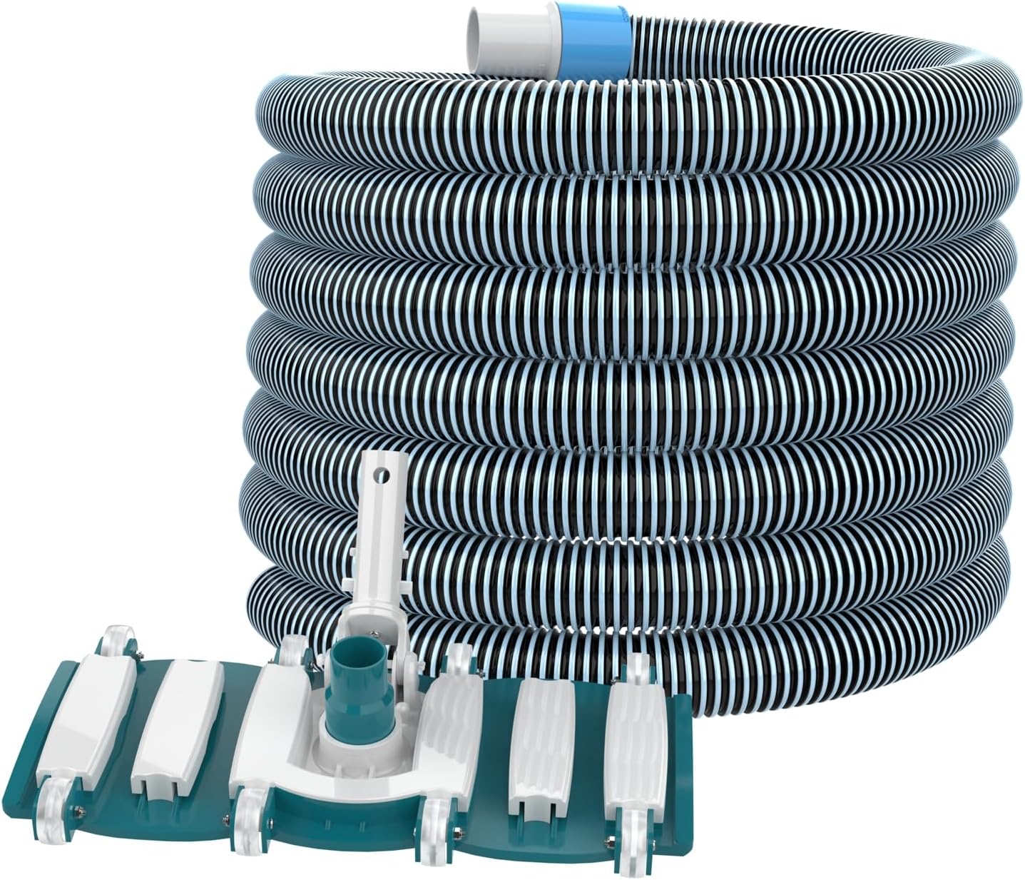 POOLWHALE Professional 1-1/2-Inch x 36-Feet Swimming Pool Vacuum Hoses and Weighted Rotatable Handle Vacuum Head with Wheels, Perfect for Above Ground and Inground Pools