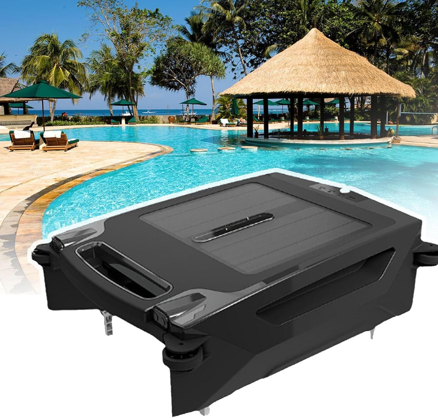 Pool Cleaner Robot with Solar and Rechargeable Dual Mode, Cordless Robotic Pool Cleaner, Pool Skimmer Basket, Automatic Pool Vacuum Cleaner with Auto Escape and Auto Turn