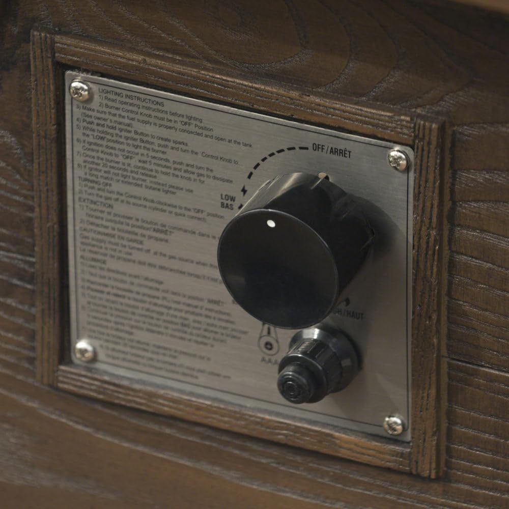 Stylish Square Outdoor Gas Fire Pit Table for Patio and Backyard Use with Built-in Propane Tank Storage and Rustic Wood-Finish Design