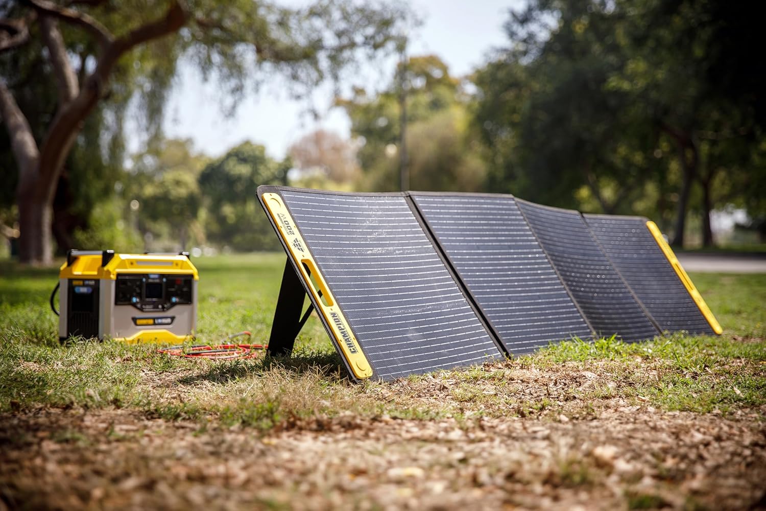 Champion Power Equipment 201247 200-Watt Portable Foldable Solar Panels with Extension Cable and Kickstand