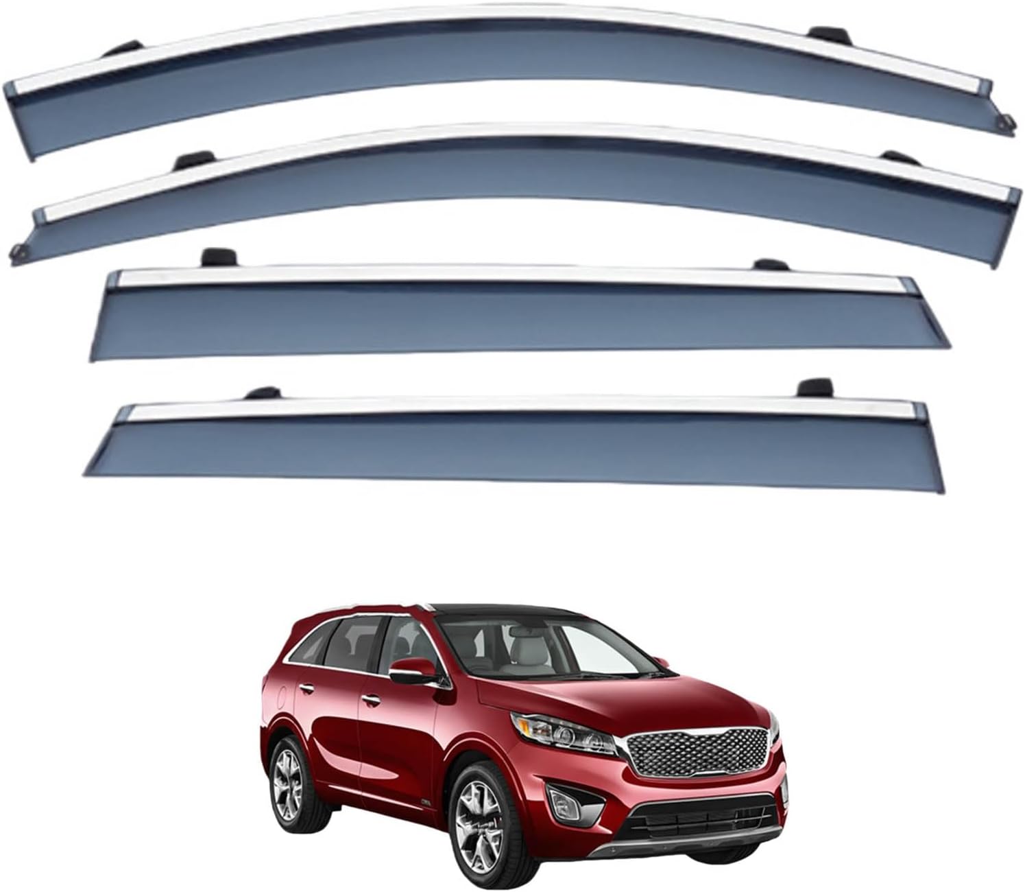 Window Deflectors for Kia Sorento MK3-UM 2015-2020, Sun Rain Guard Window Visors Vent Shades with Bright Stripes Car Accessories
