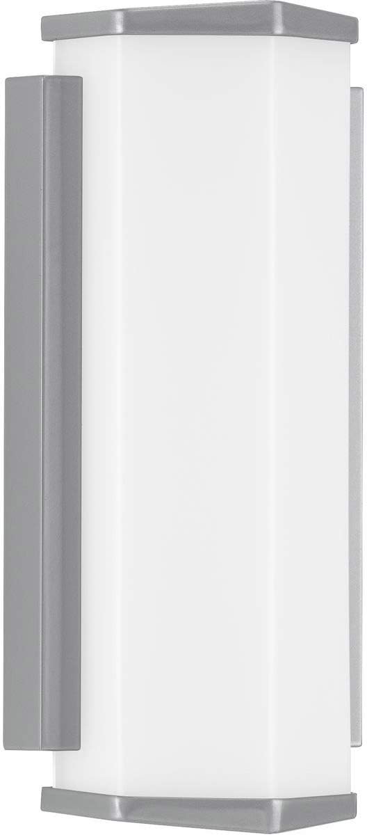 Progress Lighting Z-1070 LED Collection 1-Light White Acrylic Shade Modern Outdoor Small Wall Sconce Light Metallic Gray