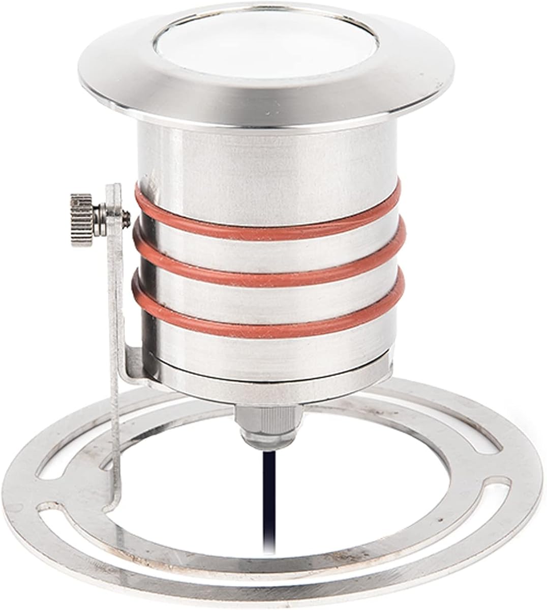 WAC Landscape Lighting, LED 2in 12V Round Beveled Top Submersible Indicator Light with Mounting Hardware and 3ft Lead Wire 3000K in Stainless Steel