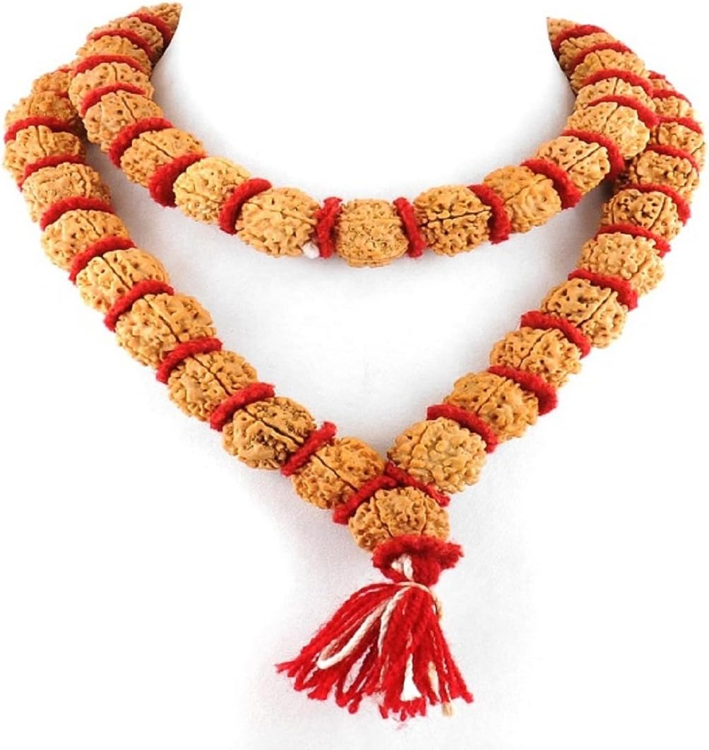 numeroastro Natural & Original 5 Mukhi Rudraksha Kantha Mala Big Beads (54+1=55 Beads)