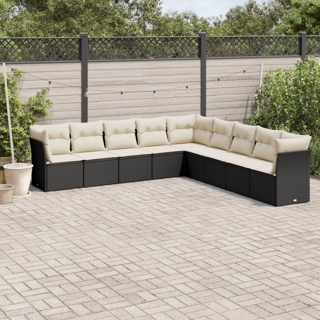 9-Piece Modular Garden Sofa Set Black Powder-Coated Steel Large Outdoor Furniture with Storage and Weather-Resistant Cushions for Patio Terrace Balcony Relaxation