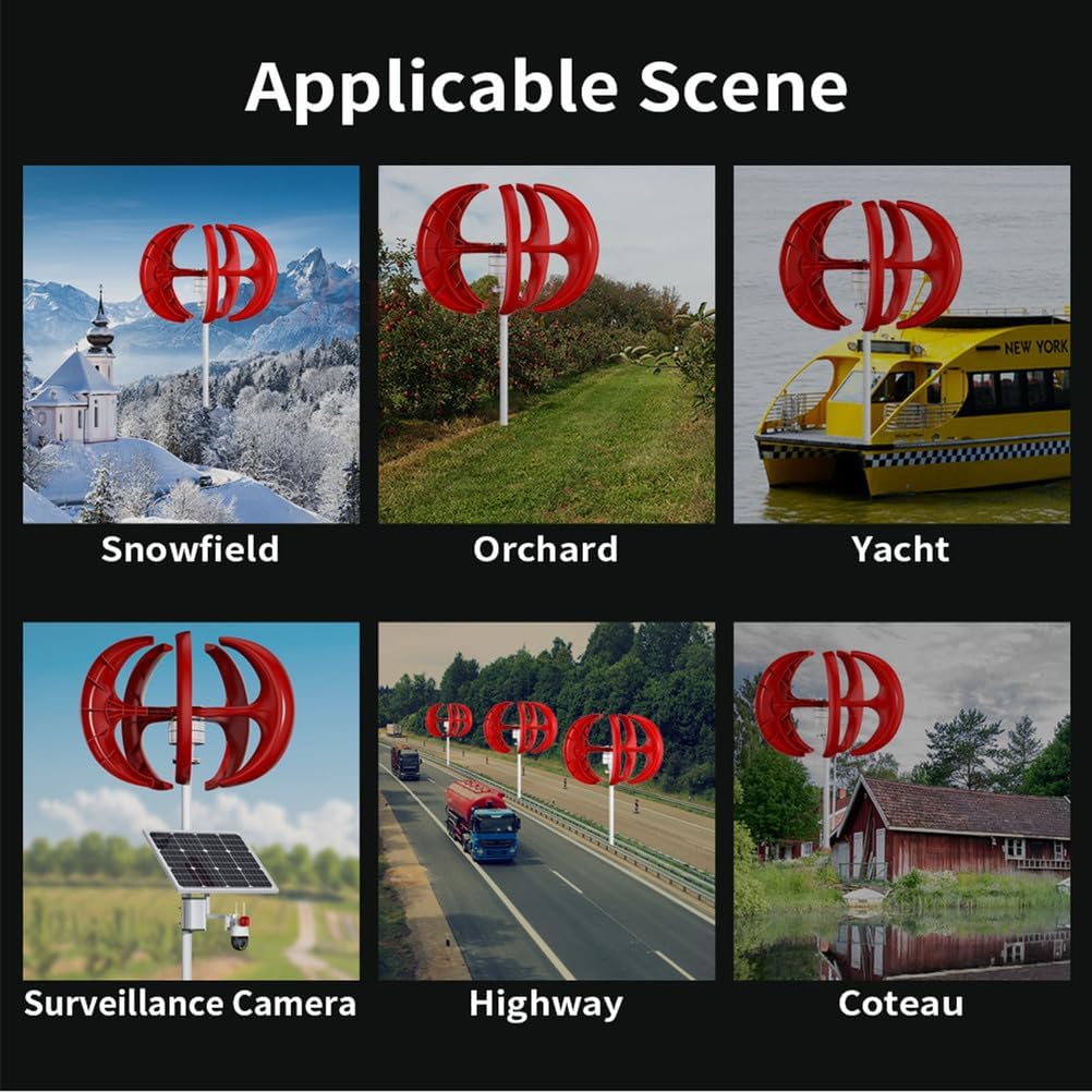 1500W-3500W Vertical Axis Wind Turbines Generator Kit, 12V 24V 48V 5 Blades Small Windmill Free Energy with Charge Controller, for Boats,Homes