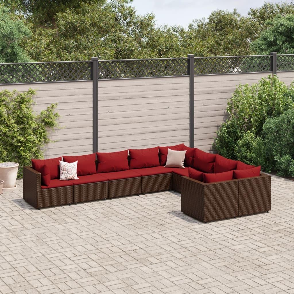 9 Piece Patio Sofa Set with Cushions Brown Poly Rattan,Elegant Patio Sofa Set: Durable, Comfortable, and Versatile for Outdoor Spaces Furniture Sets for Patio, Lawn & Garden