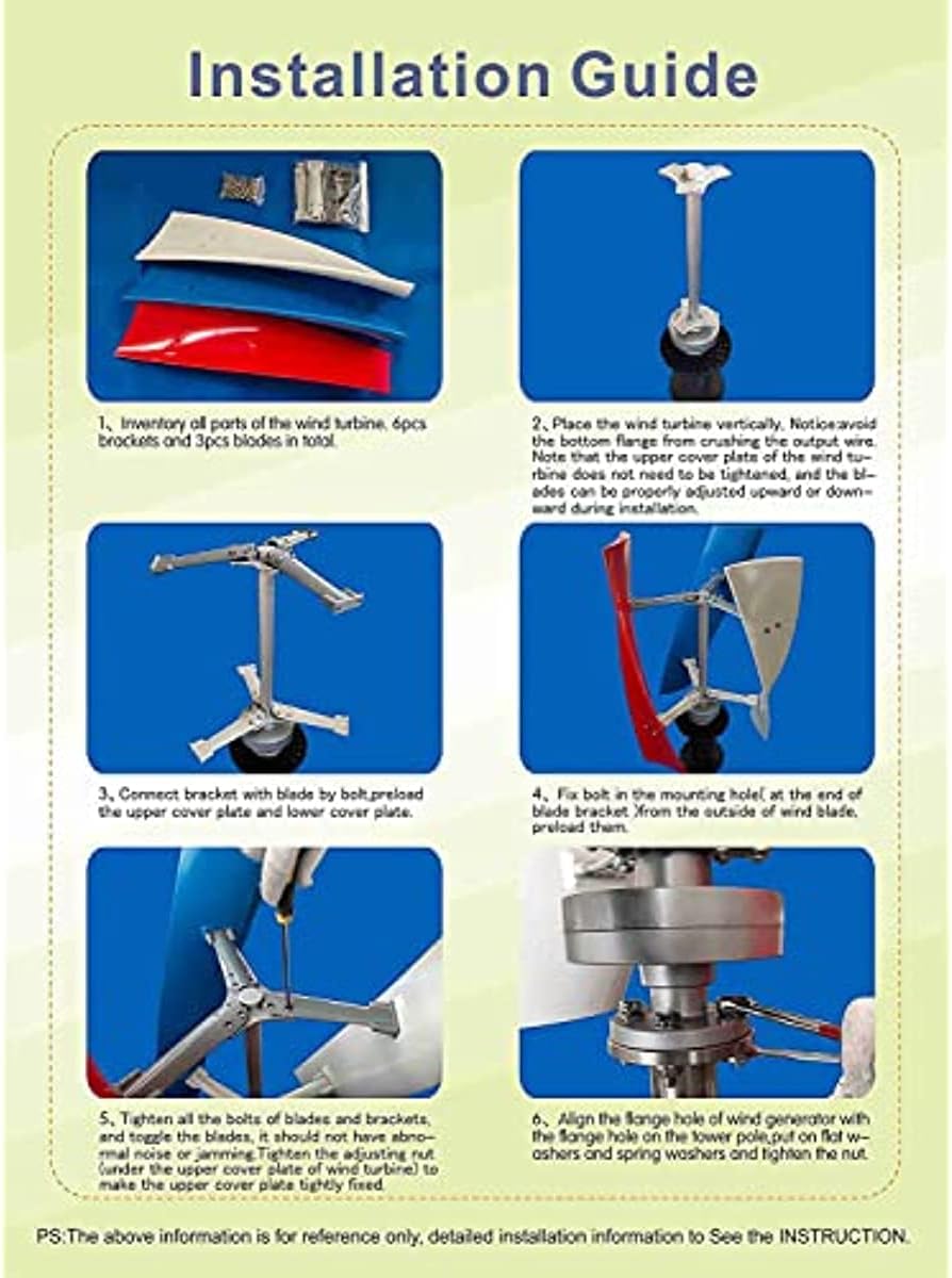 5000W Vertical Magnetic Wind Turbine Generator, 220V 3 Blades Vertical Levitation Upright Wind Generator 12V 24V 48V with MPPT Controller for Home Outdoor Garden (12V)