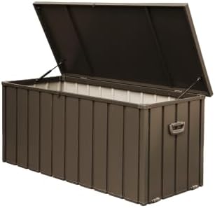 120 Gallon Outdoor Storage Deck Box Waterproof, Large Patio Storage Bin for Outside Cushions, Throw Pillows, Garden Tools, Lockable (Dark Brown)