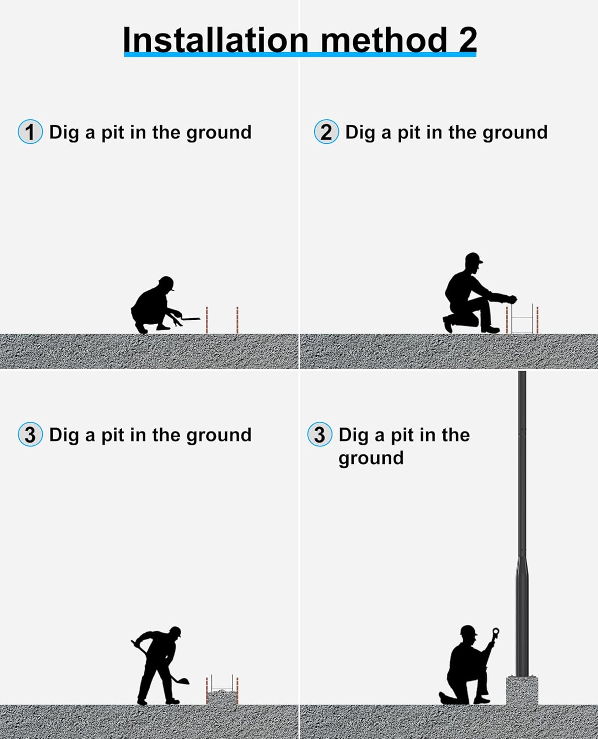 JAYNLT 19Ft Tall Street Light Pole -Heavy -Duty Metal Street Lamp Post for Solar Street Lights with Mounting Rebar Cage Base Accessory for Parking, Yard,Farm(Light not Included