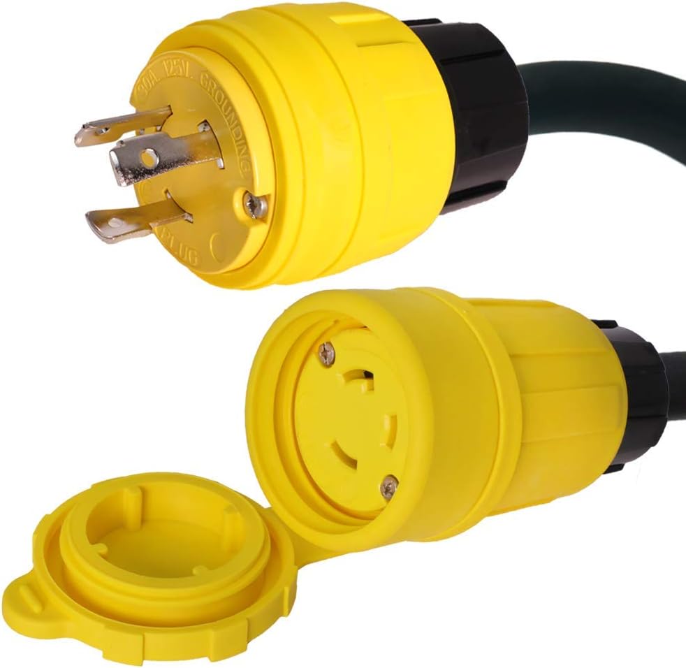 Weatherproof L5-30 Generator Extension Power Cord - 15 Foot, 30A, 125V, 10/3 SJOOW Cable - Iron Box # IBX-5801WTPNS-15 - UL Listed - Made in USA