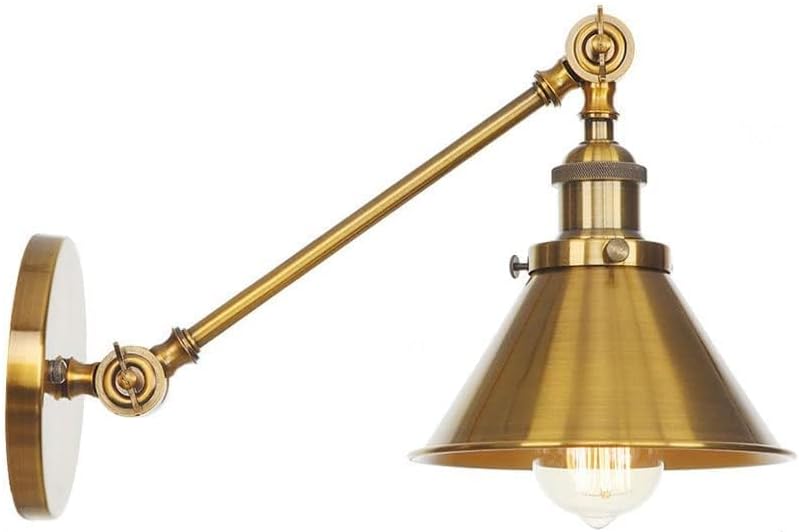 ICEMOB 7.09in Hallway Stair Decoration Wall Lamps Vintage Metal Swing Arm Wall Sconce Up Down Shade E27 Adjustable Wall Lights Bedroom Study Reading Wall Lighting Fixture Bronze