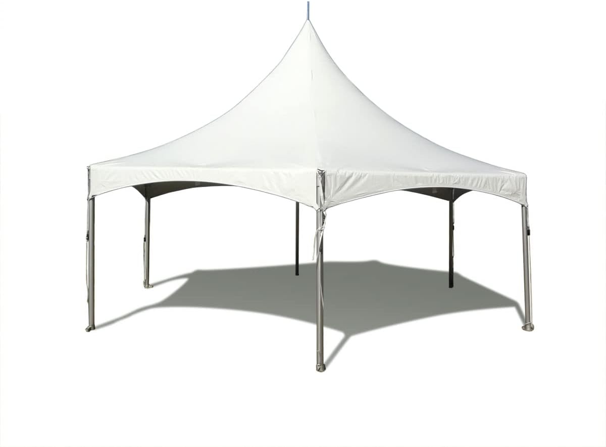 TentandTable 20' x 20' High Peak Hexagon Frame Party Tent, White Top, Outdoor Waterproof Canopy Tent for Parties and Wedding Events, 8' Poles, 20.5' Height, 2.5 Inch Durable Aluminum Frame