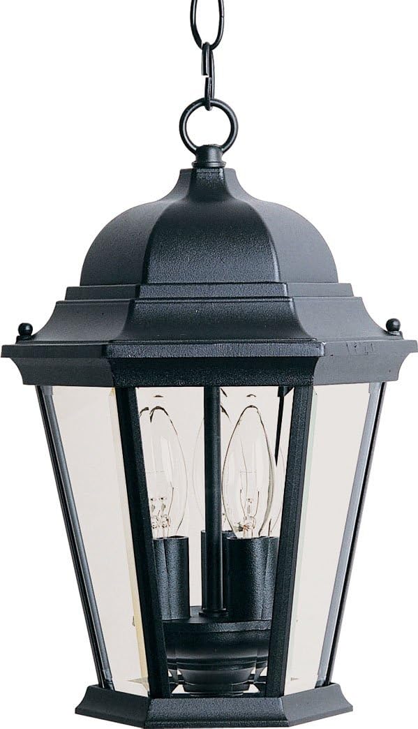 Maxim Westlake 3 Light Outdoor Small Pendant with Black Finish and Clear Glass