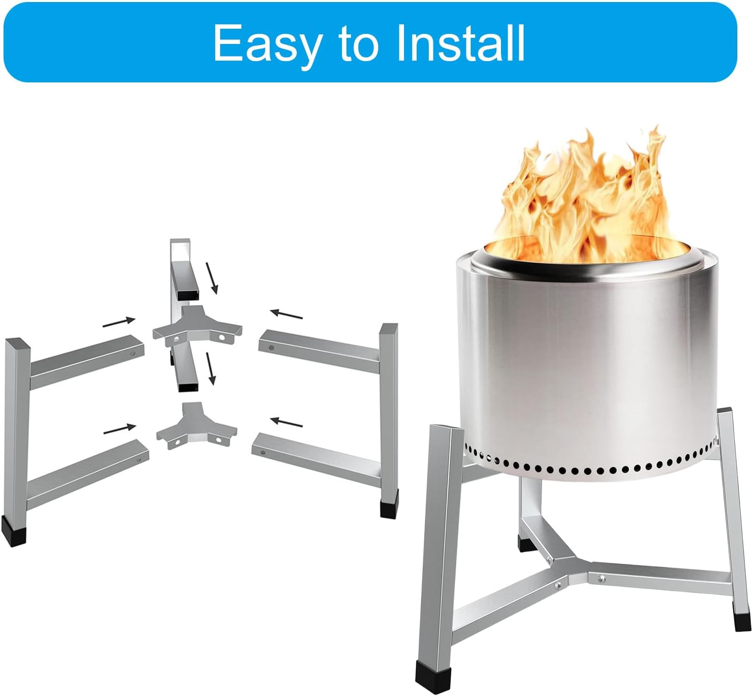 Outdoor Fireplaces Portable Accessory Firepit Stand For Burning Firepits With Sturdy Stainless Steel Construction
