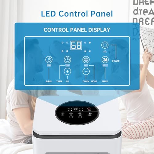 8000 BTU Portable Air Conditioner, 3 In 1 AC Unit Cooling Up to 350 Sq.Ft, Small Air Cooler, Dehumidifier and Fan, Indoor Air Conditione with Remote, Led Display, Mount Kit, White