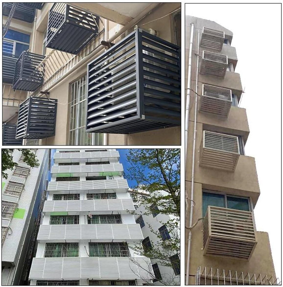 Outdoor Air Conditioner Cover Decorative Privacy Screen, Aluminium All Weather Protective Frame For Central Air Conditioners For Outdoor Units, Plant Display Rack ( Color : Gray , Size : 110x60x80cm )