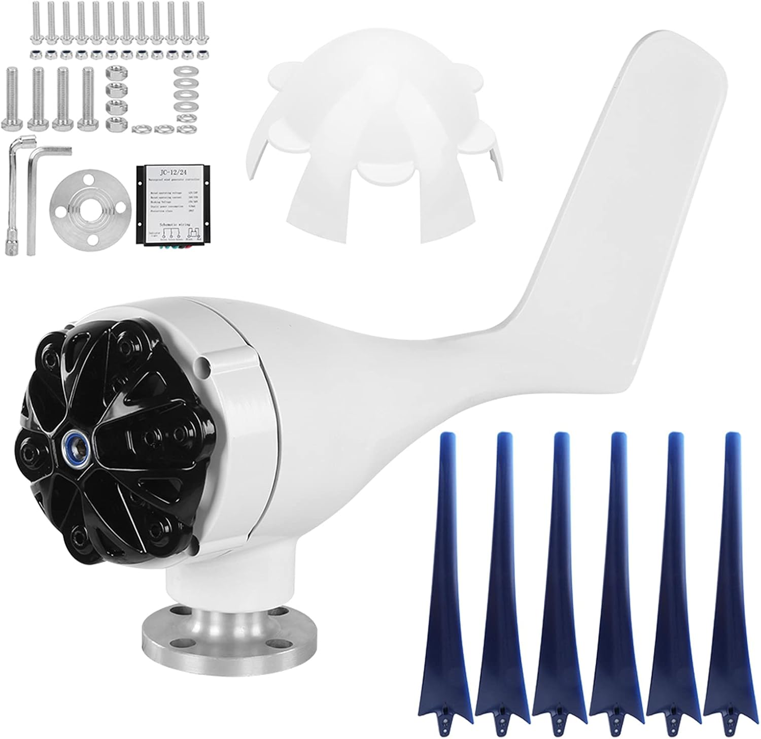 Marhynchus 200W Wind Turbine Generator 6-Blade Low Noise Alternator for Home Off-Grid Solar and Wind Power System with Controller for RV Boat Cabin (12V)