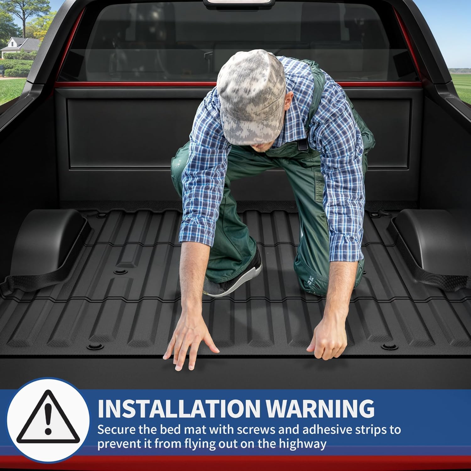 OEDRO Truck Bed Mat Fit for 2015-2025 Ford F150 & Lightning 5.5 FT Vehicle Bed Liner, TPE All Weather Protection F-150 Heavy Duty Pickup Bed Liner Accessories, Black