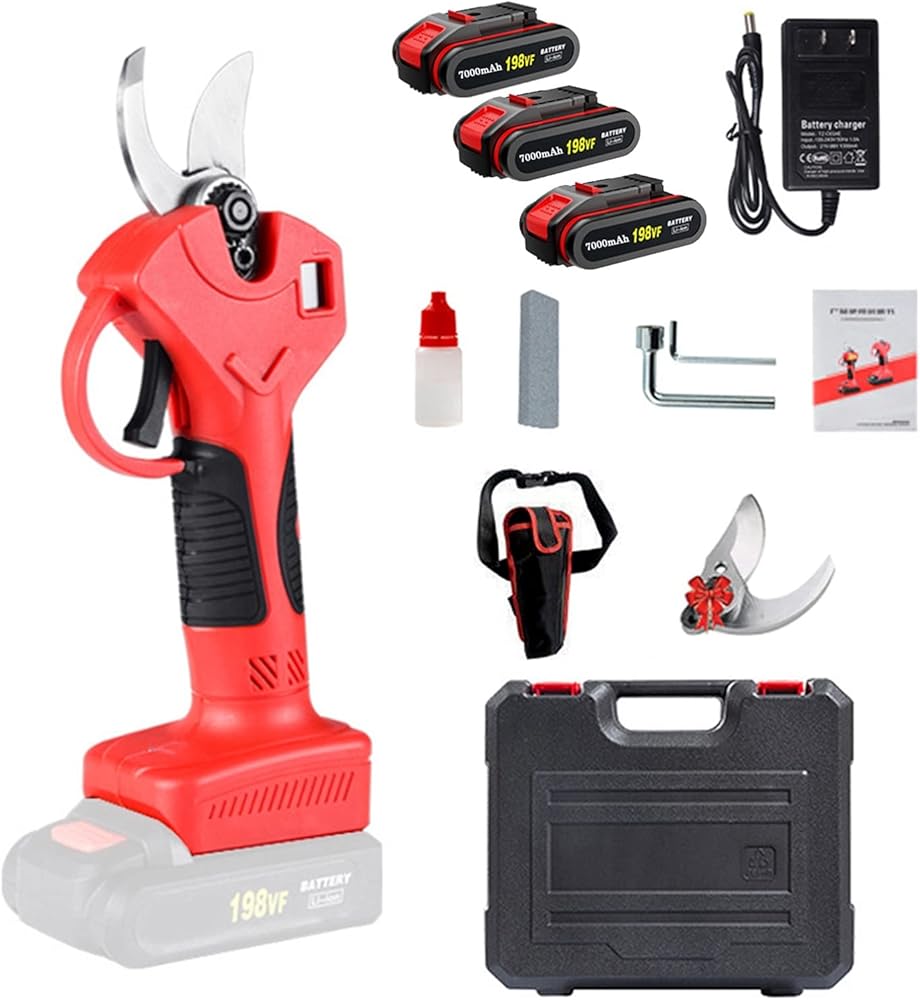 Electric Pruning Shears, Professional Cordless Pruning scissors Secateurs with 2PCS Backup Rechargeable Lithium Battery Powered Tree Branch Cutter, 30mm 1.2