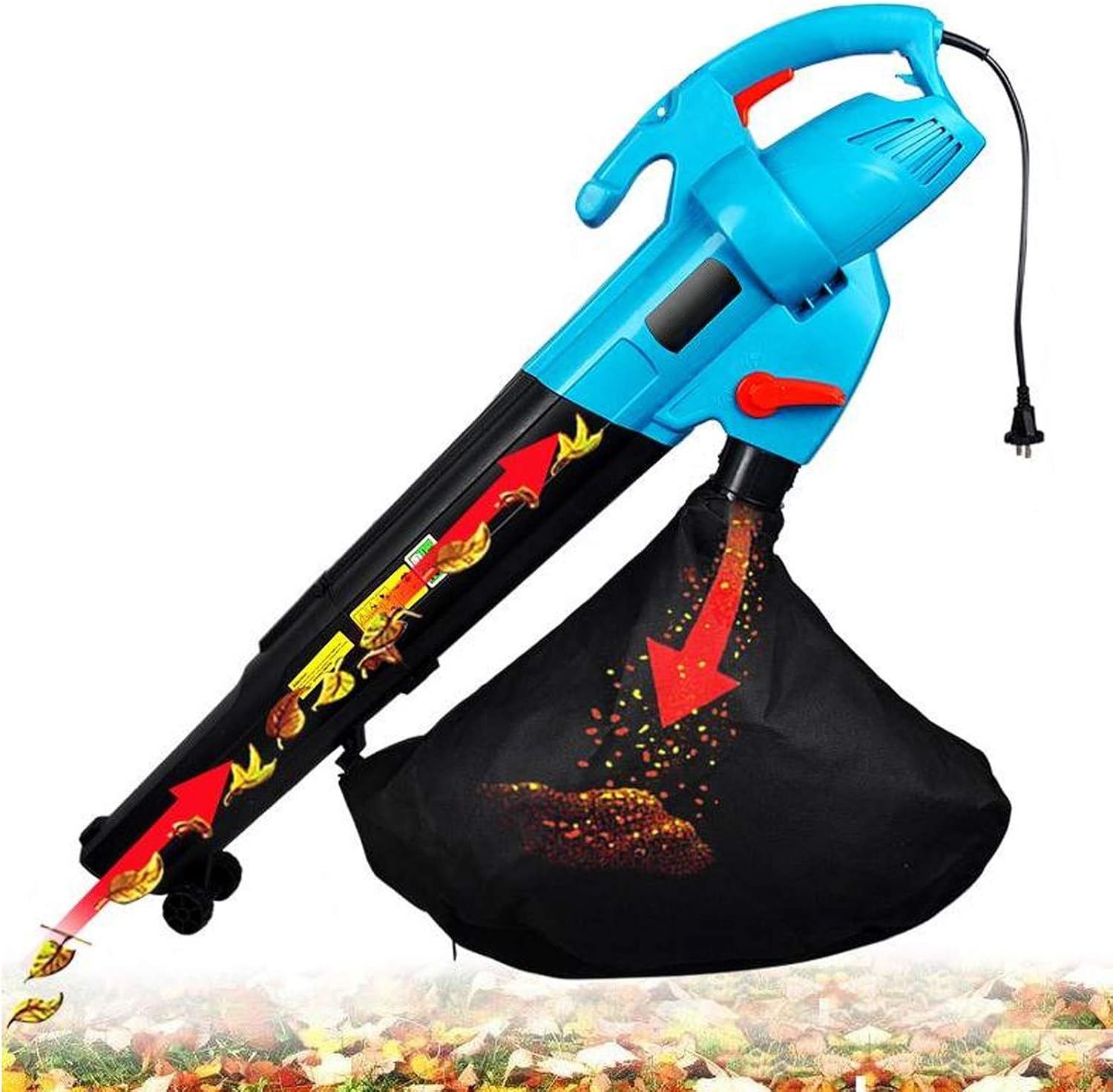 Leaf Blower Garden Vacuum and Shredder with 45L Collection Bag, Suitable for Garden/Garage/Snow Sweeping/Terrace