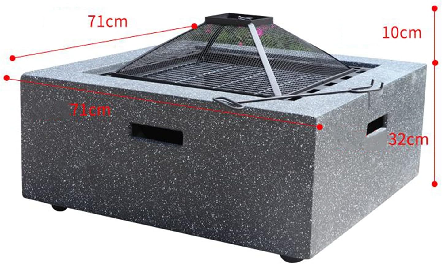 Wood Burning Fire Pit BBQ Grill Firepit Bowl Outdoor Fire Pit Table Concrete Round and Wood Burning Fire Pit 3 in 1 Fireplace for Bonfire Barbecue in The Wild