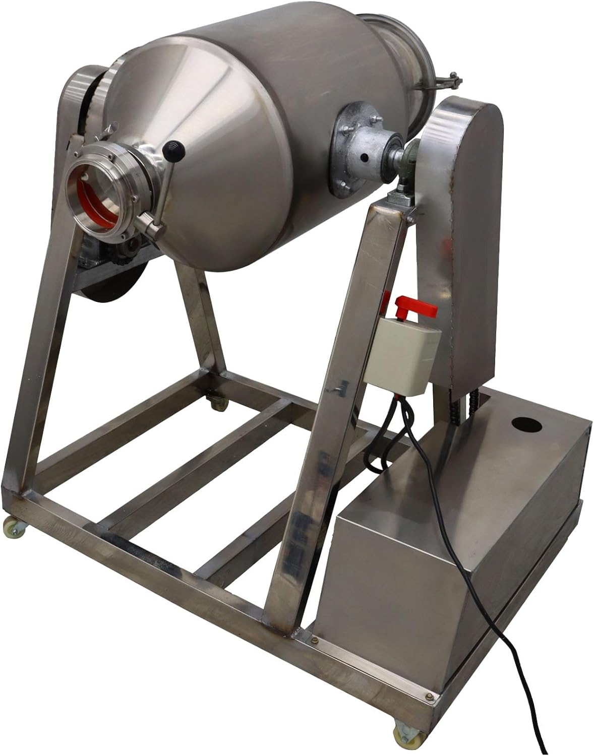 60L Dry Powder Mixer 360° Rotating Blender Mixing Machine for Metal Metallurgy Abrasive 304 Stainless Steel Drum Powder Mixer Blender 110V 3KW