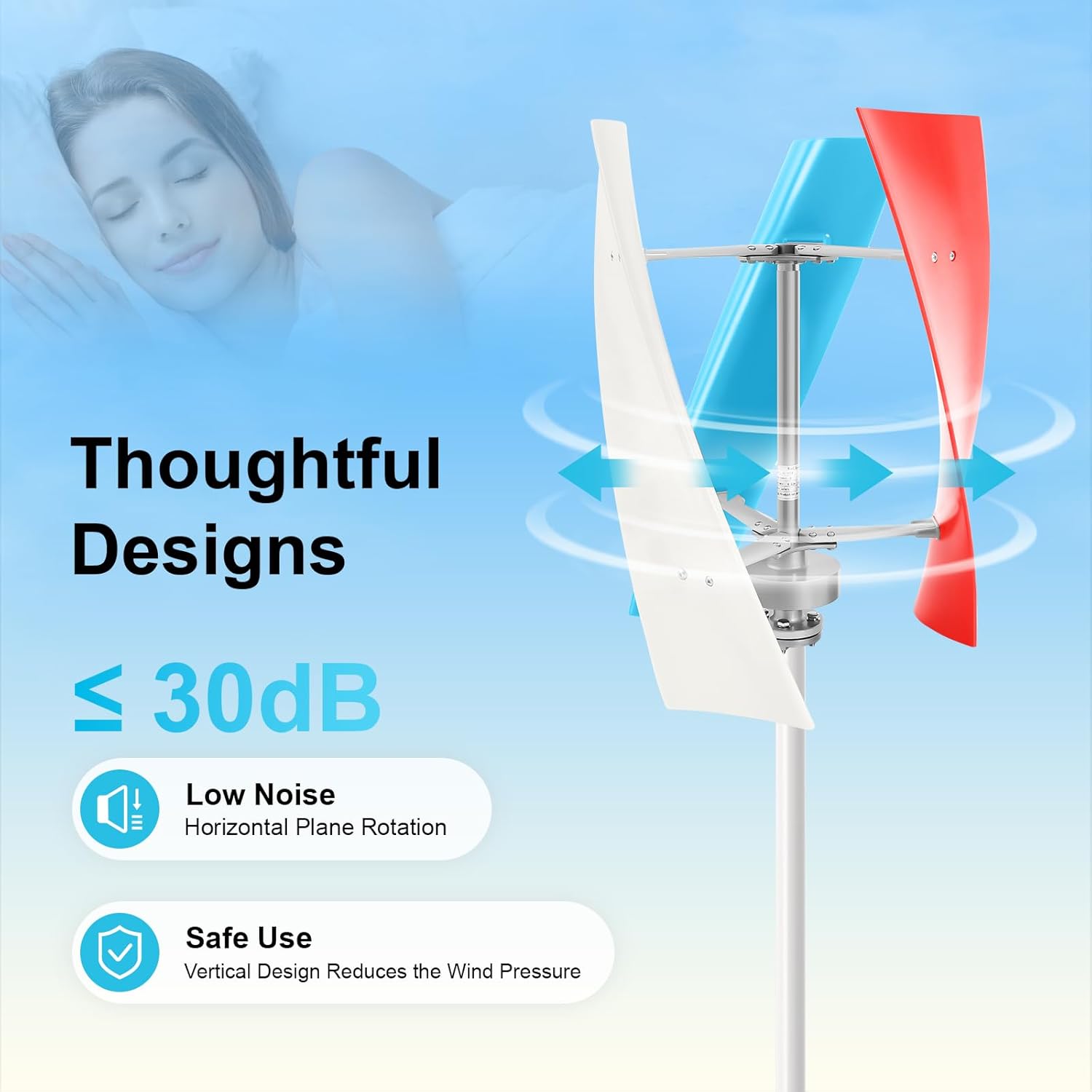 Wind Turbine, 400W Wind Generator Kit with 3 Blades, Wind Generator Kit with Charge Controller, W-ind Power Generator for Marine, DC 24V Turbine Wind generator, Hybrid wind T-urbine Generator
